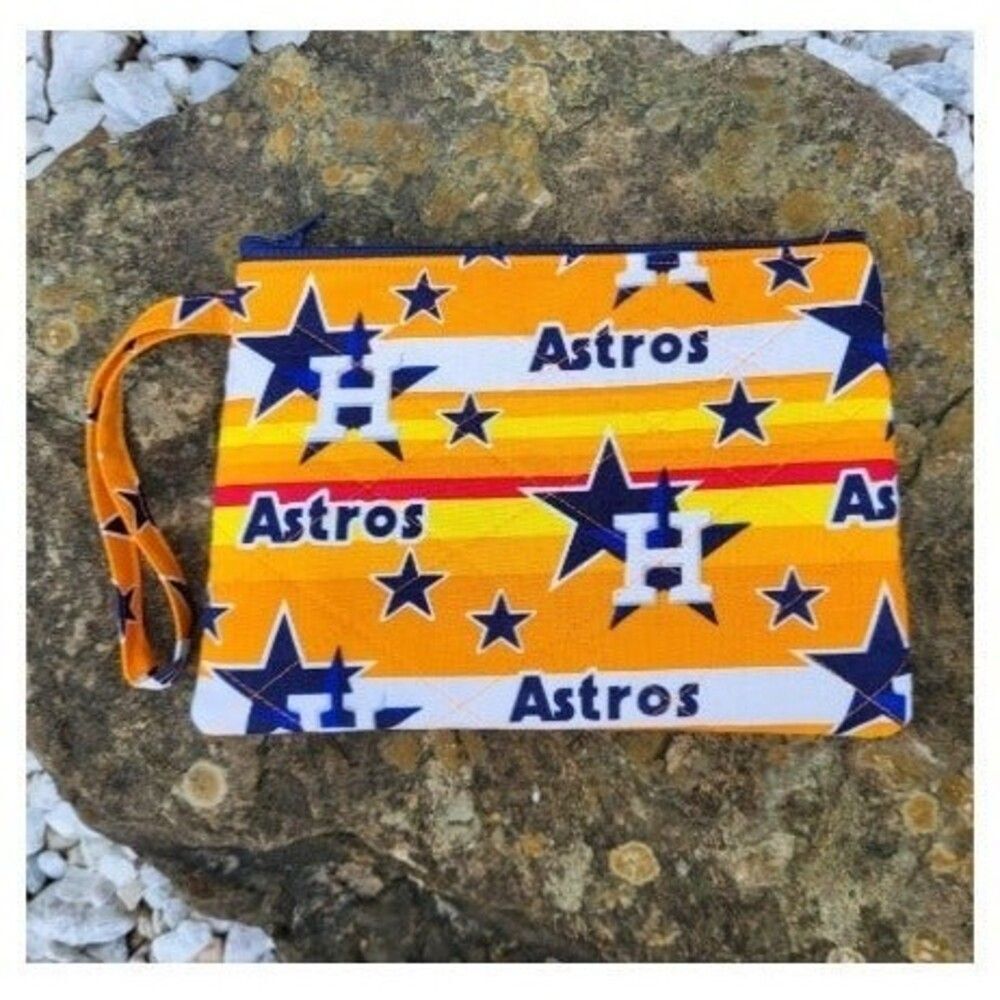 Houston Astros zipper close quilted wristlet 8"x6" Stripe